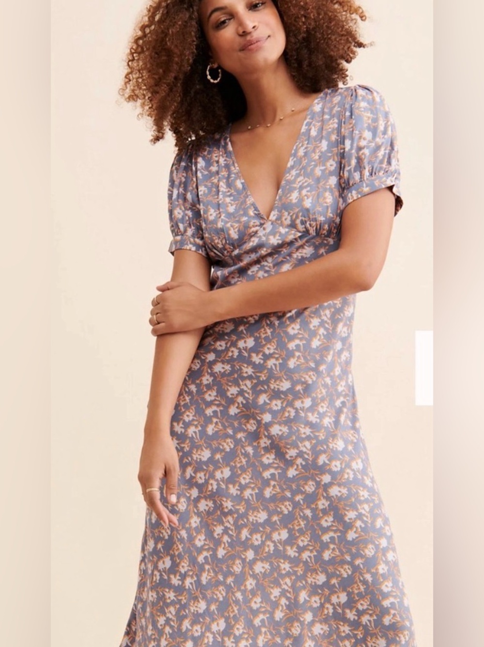 Jen's Pirate Booty X Free People Daisy Floral Printed Blue Orange Midi Dress XS